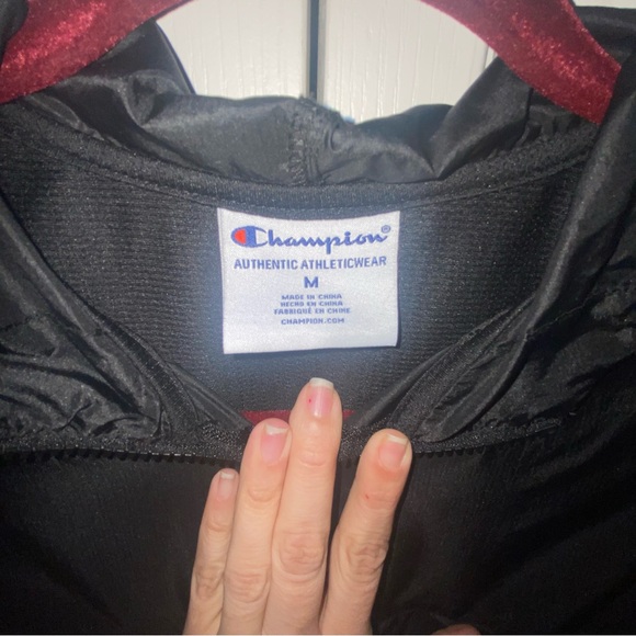 NWOT BOYS SIZE Medium CHAMPION Black and Turquoise Windbreaker Hoodie jacket . - Picture 13 of 13